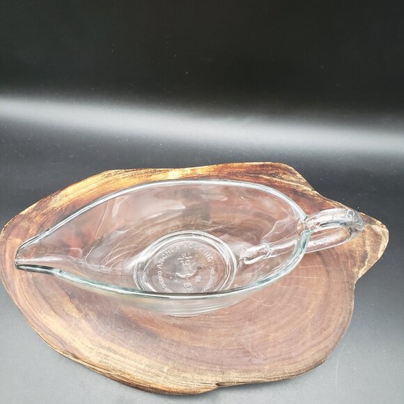 Vintage Anchor Hocking Glass Gravy Boat – Clear Pressed Glass 8.5” with Handle - Picture 2 of 12